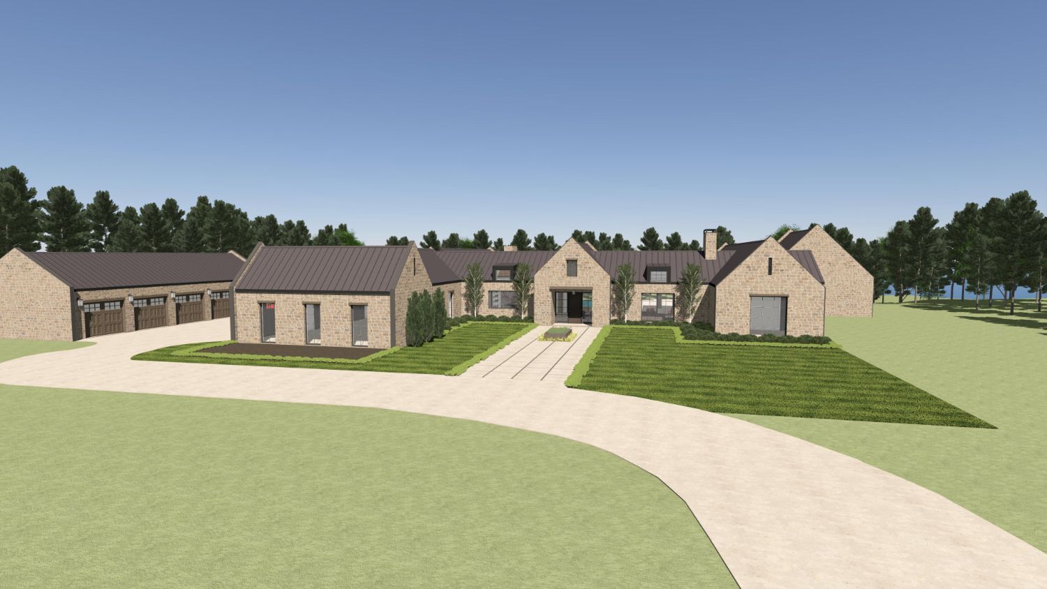 Architectural rendering of a luxury custom home designed by Bort Design with modern farmhouse influences in Longview, TX.-optimized