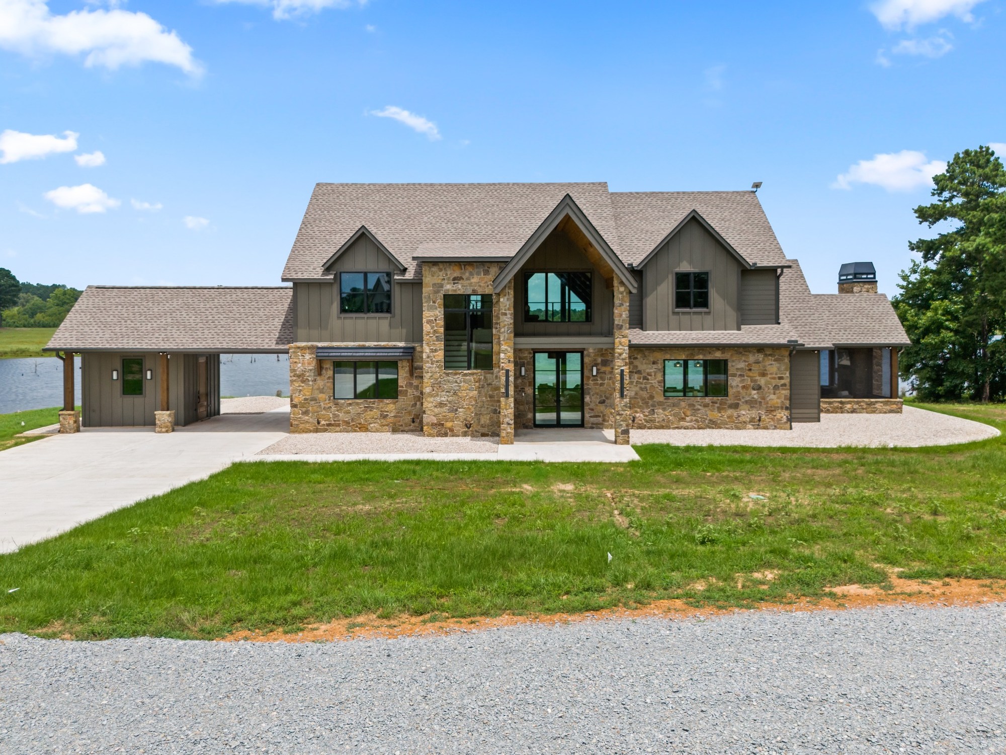 front exterior of stone and siding custom home in longview texas custom home